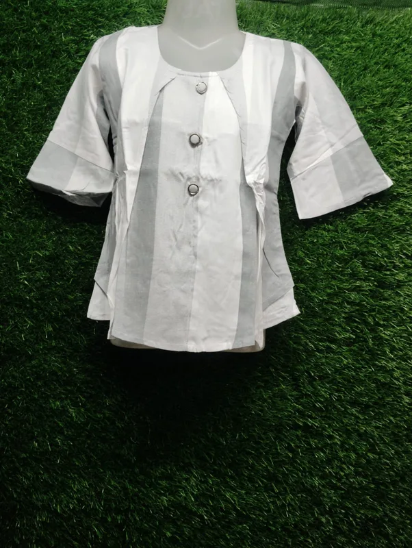 Women's Cotton Striped Button-Up Top